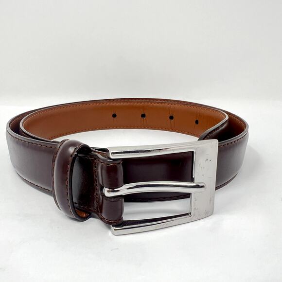 Unbranded Accessories - Burgundy Genuine Leather With Silver Buckle Women Size 28 Classic Dress Belt